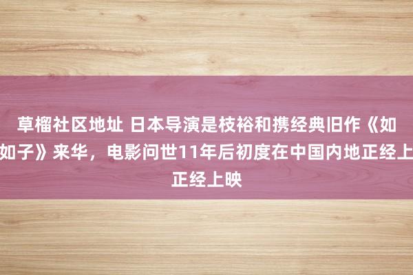 草榴社区地址 日本导演是枝裕和携经典旧作《如父如子》来华，电影问世11年后初度在中国内地正经上映