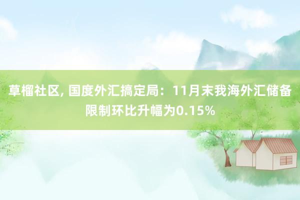 草榴社区， 国度外汇搞定局：11月末我海外汇储备限制环比升幅为0.15%