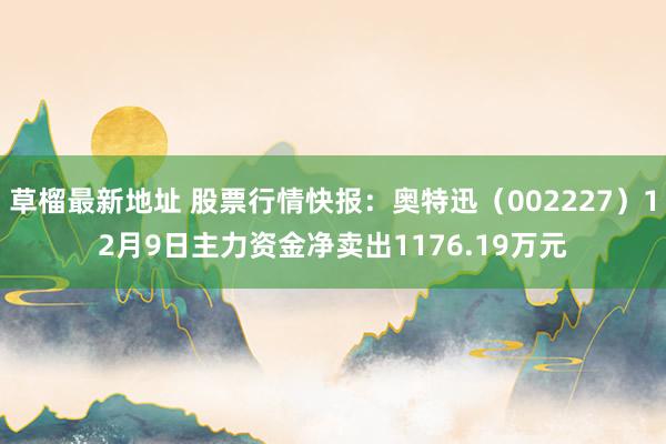 草榴最新地址 股票行情快报：奥特迅（002227）12月9日主力资金净卖出1176.19万元