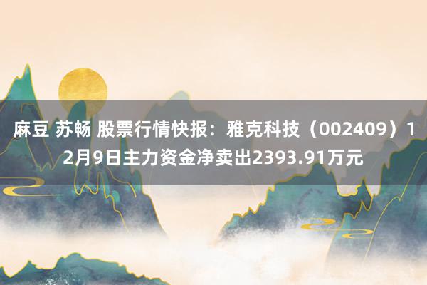 麻豆 苏畅 股票行情快报：雅克科技（002409）12月9日主力资金净卖出2393.91万元