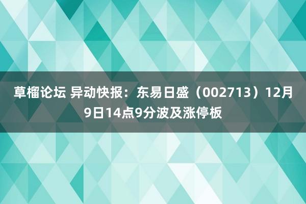 草榴论坛 异动快报：东易日盛（002713）12月9日14点9分波及涨停板