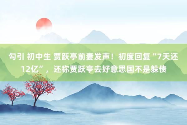 勾引 初中生 贾跃亭前妻发声！初度回复“7天还12亿”，还称贾跃亭去好意思国不是躲债