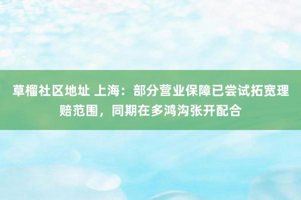 草榴社区地址 上海：部分营业保障已尝试拓宽理赔范围，同期在多鸿沟张开配合