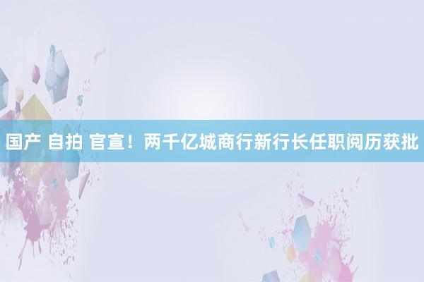国产 自拍 官宣！两千亿城商行新行长任职阅历获批