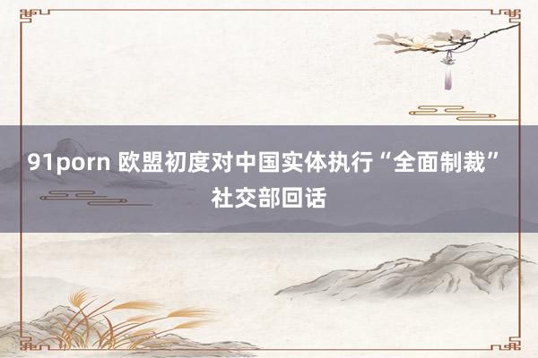 91porn 欧盟初度对中国实体执行“全面制裁” 社交部回话