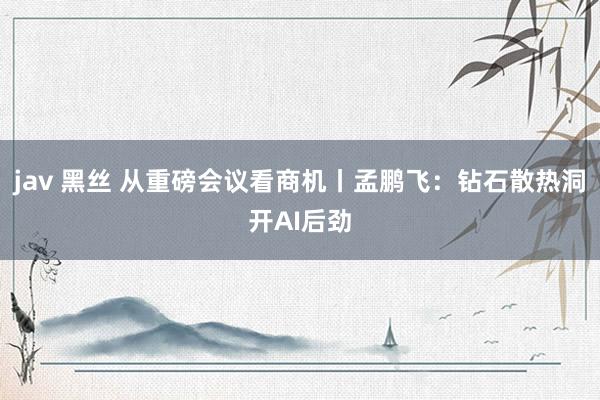 jav 黑丝 从重磅会议看商机丨孟鹏飞：钻石散热洞开AI后劲