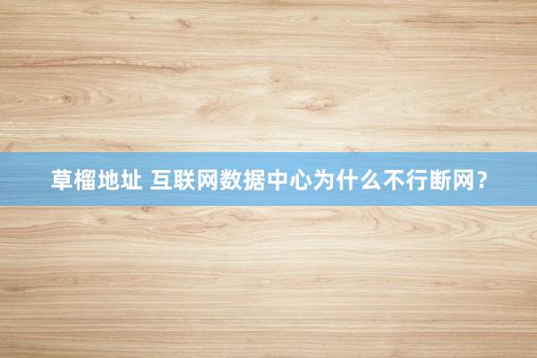 草榴地址 互联网数据中心为什么不行断网？