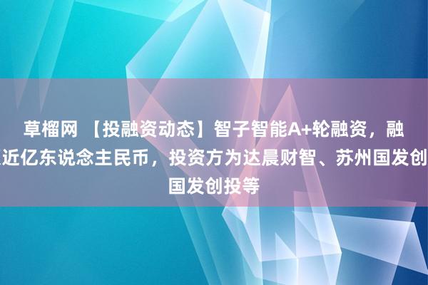 草榴网 【投融资动态】智子智能A+轮融资，融资额近亿东说念主民币，投资方为达晨财智、苏州国发创投等