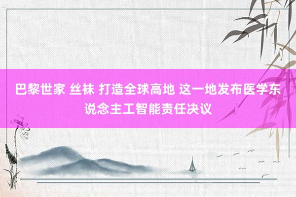 巴黎世家 丝袜 打造全球高地 这一地发布医学东说念主工智能责任决议