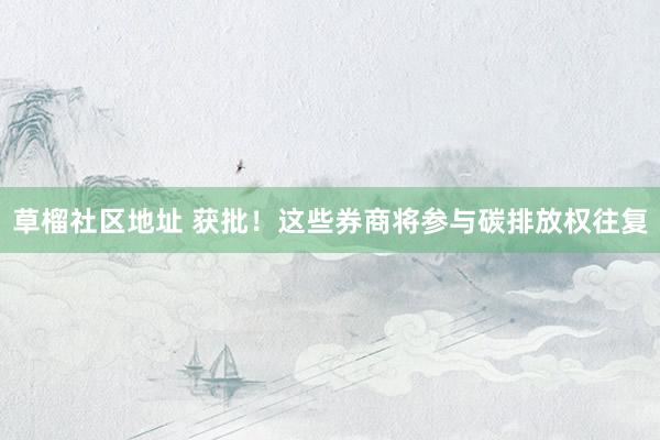 草榴社区地址 获批！这些券商将参与碳排放权往复