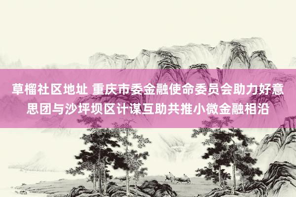 草榴社区地址 重庆市委金融使命委员会助力好意思团与沙坪坝区计谋互助共推小微金融相沿