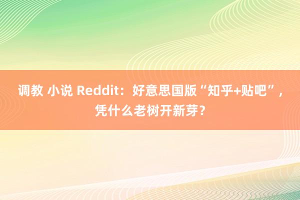调教 小说 Reddit：好意思国版“知乎+贴吧”，凭什么老树开新芽？