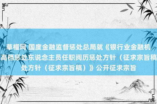 草榴网 国度金融监督惩处总局就《银行业金融机构董事（理事）和高档惩处东说念主员任职阅历惩处方针（征求宗旨稿）》公开征求宗旨
