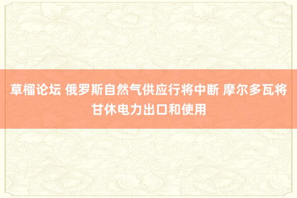 草榴论坛 俄罗斯自然气供应行将中断 摩尔多瓦将甘休电力出口和使用