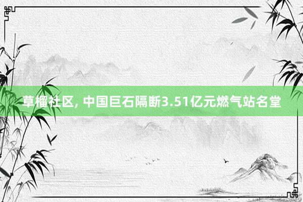 草榴社区， 中国巨石隔断3.51亿元燃气站名堂
