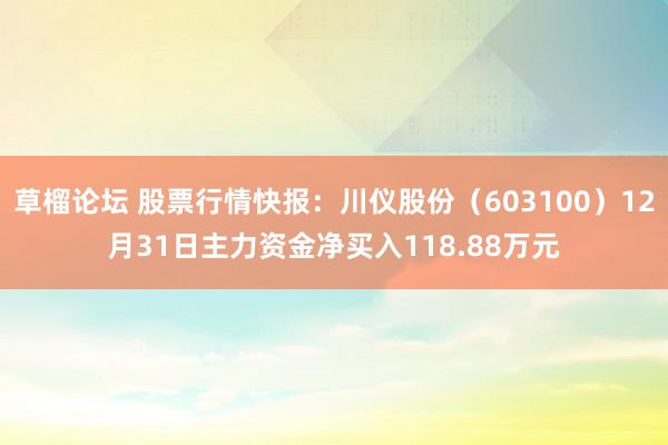 草榴论坛 股票行情快报：川仪股份（603100）12月31日主力资金净买入118.88万元