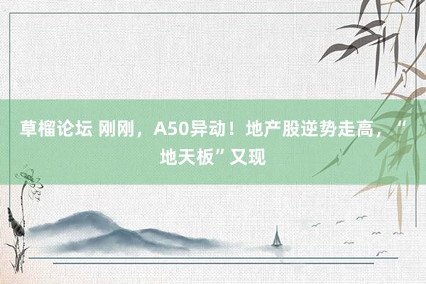草榴论坛 刚刚，A50异动！地产股逆势走高，“地天板”又现