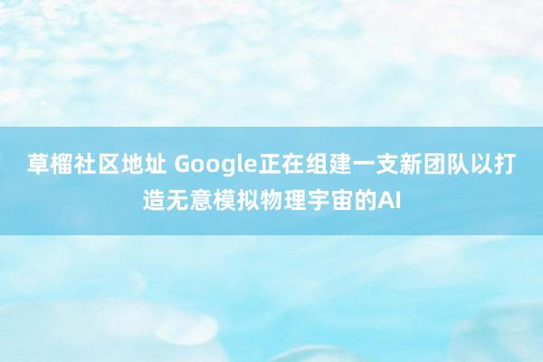 草榴社区地址 Google正在组建一支新团队以打造无意模拟物理宇宙的AI