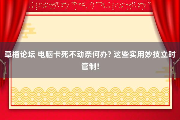草榴论坛 电脑卡死不动奈何办? 这些实用妙技立时管制!