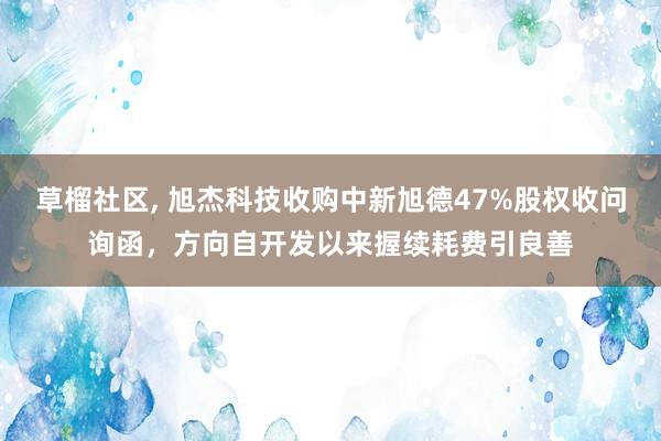 草榴社区， 旭杰科技收购中新旭德47%股权收问询函，方向自开发以来握续耗费引良善