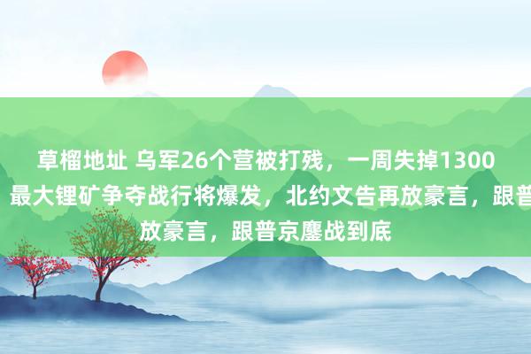 草榴地址 乌军26个营被打残，一周失掉13000东说念主，最大锂矿争夺战行将爆发，北约文告再放豪言，跟普京鏖战到底
