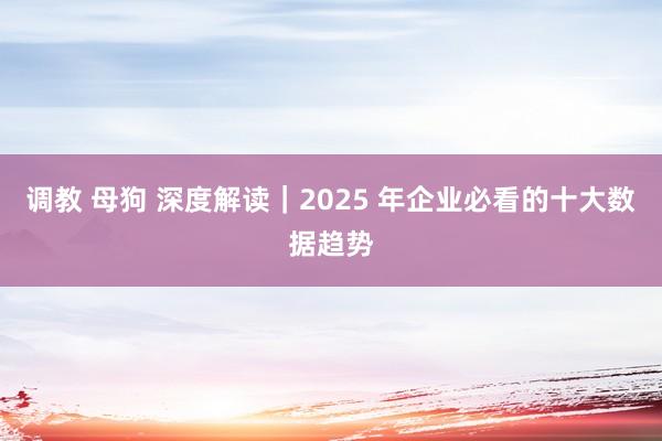 调教 母狗 深度解读｜2025 年企业必看的十大数据趋势