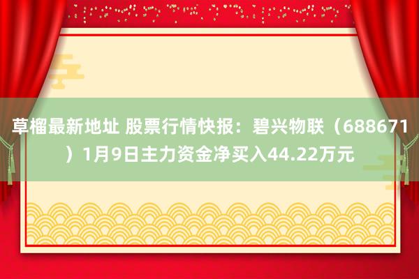 草榴最新地址 股票行情快报：碧兴物联（688671）1月9日主力资金净买入44.22万元