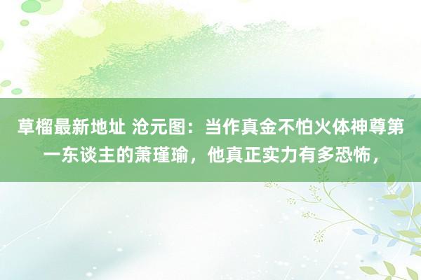 草榴最新地址 沧元图：当作真金不怕火体神尊第一东谈主的萧瑾瑜，他真正实力有多恐怖，