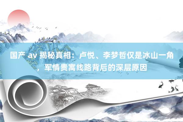 国产 av 揭秘真相：卢悦、李梦哲仅是冰山一角，军情贵寓线路背后的深层原因