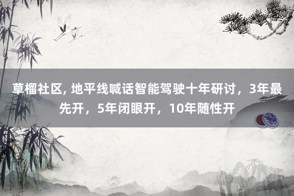 草榴社区， 地平线喊话智能驾驶十年研讨，3年最先开，5年闭眼开，10年随性开