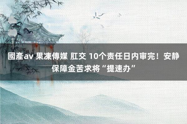 國產av 果凍傳媒 肛交 10个责任日内审完！安静保障金苦求将“提速办”