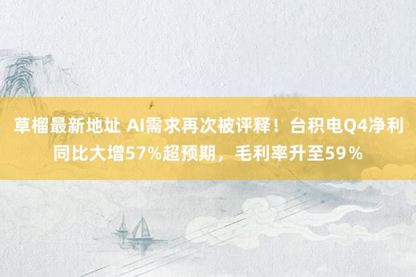 草榴最新地址 AI需求再次被评释！台积电Q4净利同比大增57%超预期，毛利率升至59％