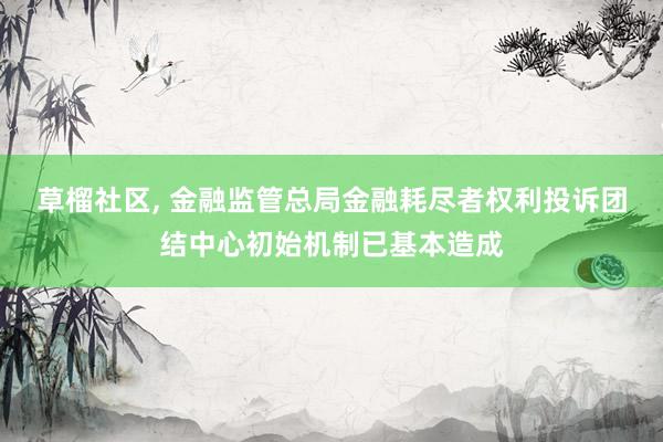 草榴社区， 金融监管总局金融耗尽者权利投诉团结中心初始机制已基本造成