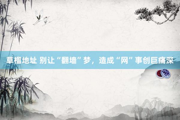 草榴地址 别让“翻墙”梦，造成“网”事创巨痛深
