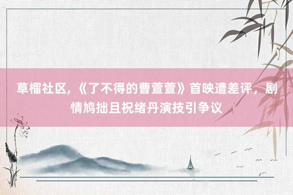 草榴社区， 《了不得的曹萱萱》首映遭差评，剧情鸠拙且祝绪丹演技引争议