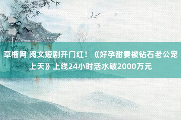 草榴网 阅文短剧开门红！《好孕甜妻被钻石老公宠上天》上线24小时活水破2000万元