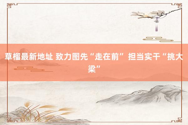 草榴最新地址 致力图先“走在前” 担当实干“挑大梁”