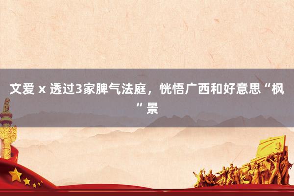 文爱 x 透过3家脾气法庭，恍悟广西和好意思“枫”景