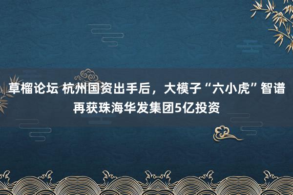 草榴论坛 杭州国资出手后，大模子“六小虎”智谱再获珠海华发集团5亿投资