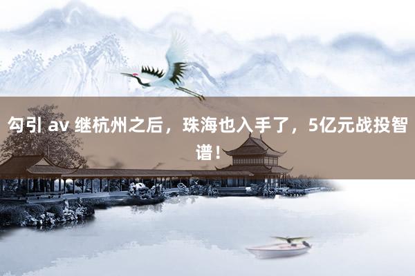 勾引 av 继杭州之后，珠海也入手了，5亿元战投智谱！
