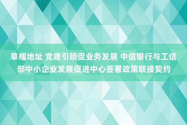 草榴地址 党建引颈促业务发展 中信银行与工信部中小企业发展促进中心签署政策联接契约