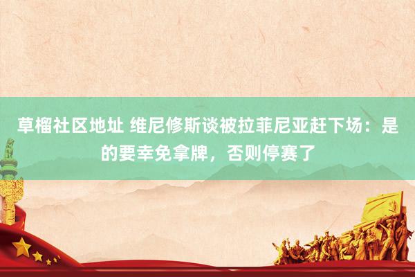 草榴社区地址 维尼修斯谈被拉菲尼亚赶下场：是的要幸免拿牌，否则停赛了