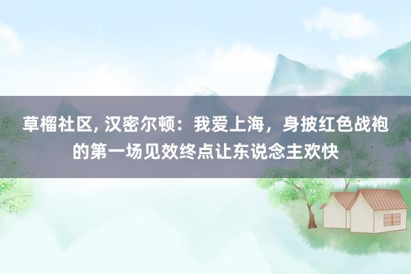 草榴社区， 汉密尔顿：我爱上海，身披红色战袍的第一场见效终点让东说念主欢快