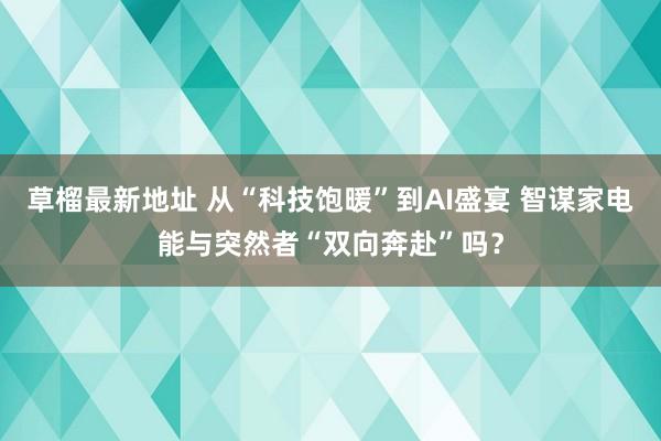 草榴最新地址 从“科技饱暖”到AI盛宴 智谋家电能与突然者“双向奔赴”吗？