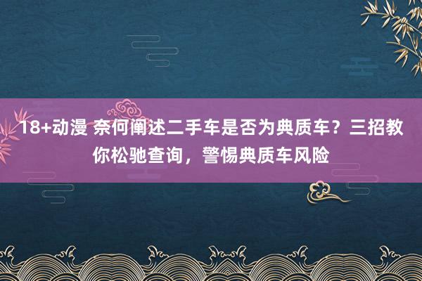 18+动漫 奈何阐述二手车是否为典质车？三招教你松驰查询，警惕典质车风险