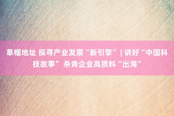 草榴地址 探寻产业发展“新引擎” | 讲好“中国科技故事” 杀青企业高质料“出海”