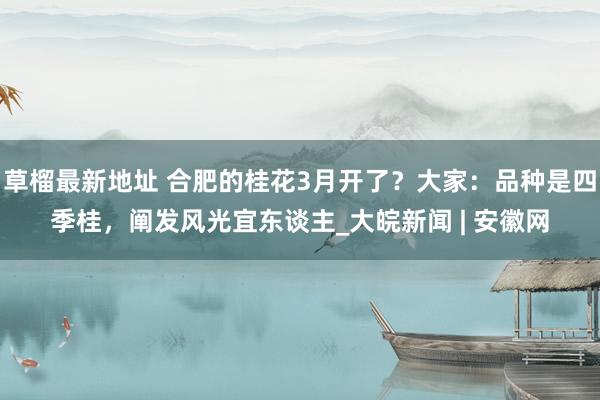 草榴最新地址 合肥的桂花3月开了？大家：品种是四季桂，阐发风光宜东谈主_大皖新闻 | 安徽网