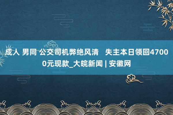 成人 男同 公交司机弊绝风清   失主本日领回47000元现款_大皖新闻 | 安徽网
