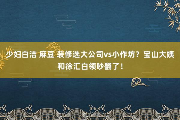 少妇白洁 麻豆 装修选大公司vs小作坊？宝山大姨和徐汇白领吵翻了！