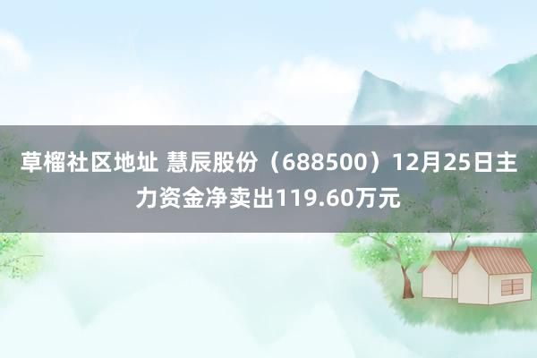 草榴社区地址 慧辰股份（688500）12月25日主力资金净卖出119.60万元